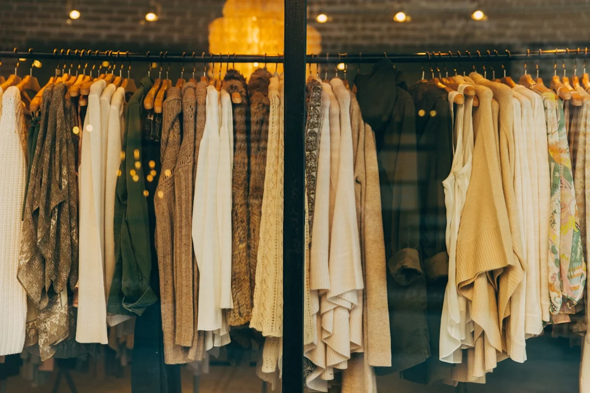 Clothing collection arranged on a retail clothing rail