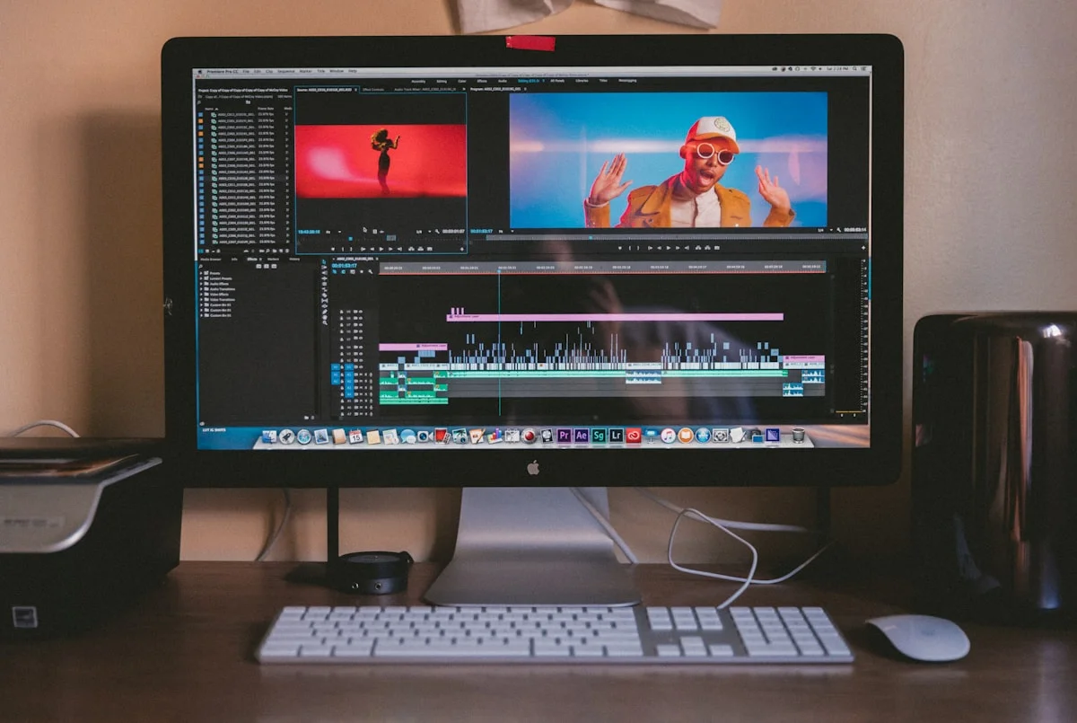 Video editing timeline displayed in a production workspace